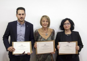Les tres estudiants de la UAB guanyadores: Sergi Salvador (Criminologia), Isabel Pinilla (Dret) i Encarnación Cobo (Relacions Laborals).