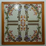 Primer conjunt de quatre rajoles de 20x20 cm recuperades d'una cuina de la família Garriga del carrer Sant Ramon, nº139